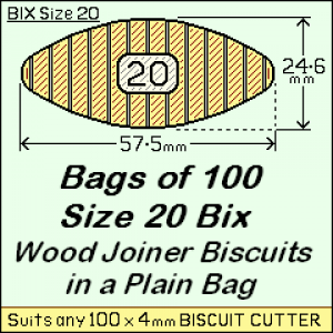 BIX Size 20 Bix Wood Joiner Biscuits Bag of 100