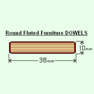 BIX 10 x 38mm Round Fluted Dowels (Bag of 100)