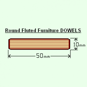 BIX 10 x 50mm Round Fluted Dowels (Bag of 100)