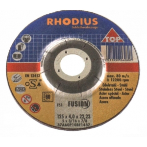 Rhodius 125mm Grinding/Finishing Off Wheel Depressed Centre Inox Metal 80m/s 40 grit